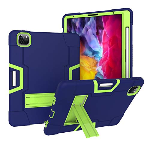 Eabhulie Hülle für iPad Pro 12,9 6th / 5th / 4th / 3rd (2022/2021/2020/2018) Hybrid Dreilagige Robust Stoßfest Schwerlast Schutzhülle mit Ständer Blau Grün von Eabhulie