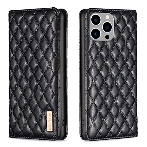 Eabhulie für iPhone 15 Pro Max Hülle, Elegant Bookstyle Flip Leder Kartenfächer Schutzhülle mit Ständer für iPhone 15 Pro Max Schwarz von Eabhulie