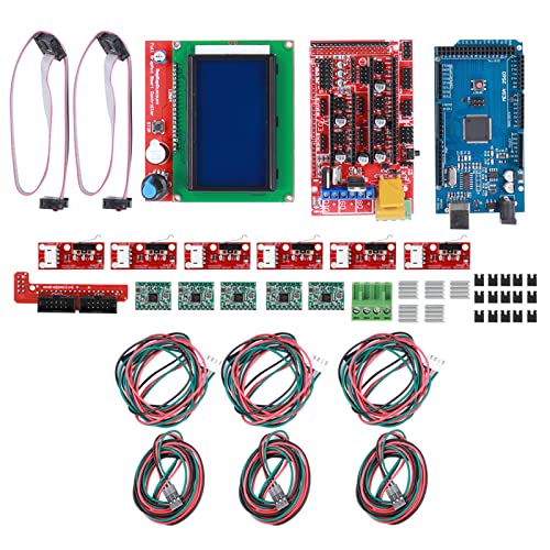3D -Drucker -Kit -Rampen 1.4 12864 Controller, Pololu -Karte, Mehrere Module, Hochwertiges PCB -Material, Reprap -kompatibel mit Indikatorlicht, Stift -Header -Sockel, von Eacam