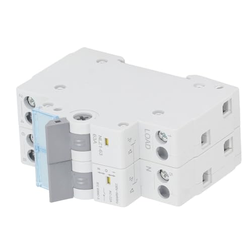 Dual Power Manual Transfer Switch, 230 VAC 63A DIN -Schienenhalterungsschalter, PC Flammeshemmende Silberkontakte mit Drei Indikatorlichtern, für Wohnmobile, Generatoren, Dual von Eacam