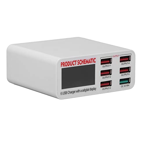 USB Smart Charger Block, 6 Ports Output Intelligente Digital Anzeige USB-Ladekopf für IOS, und Verschiedene Digitale Geräte von Eacam
