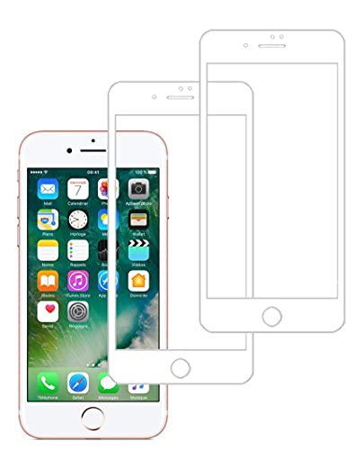 Eachy Kompatibel für Panzerglas für iPhone 7/iPhone 8 Schutzfolie,[2 Stück] Vollständige Abdeckung Ultra-klar Displayschutzfolie für iPhone 7/iPhone 8 Panzerglasfolie 4,7 Zoll-Weiß(0,33 mm) von Eachy