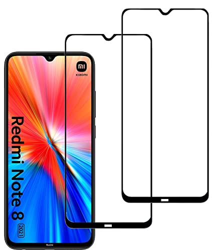 Eachy Kompatibel für Xiaomi Redmi Note 8 2019/2021 Schutzfolie,[2 Stück] Vollständige Abdeckung Ultra-klar Displayschutzfolie für Xiaomi Redmi Note 8 2019/2021 Temperglas Folie 6.3 Zoll - Schwarz von Eachy