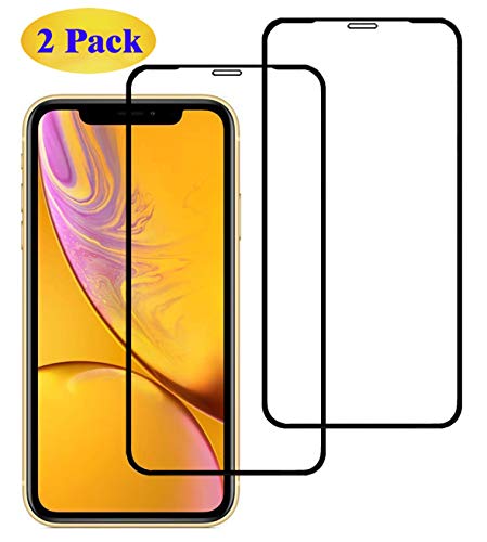 Eachy Kompatibler iPhone XR/iPhone 11 Panzerglas Schutzfolie,[2 Stück] Ultra-klar Displayschutzfolie für iPhone XR/iPhone 11 Folie 6,1 Zoll - Schwarz (0,33 mm) von Eachy