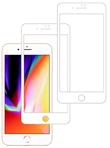 Eachy kompatibler Displayschutz für iPhone 7 Plus/iPhone 8 Plus Schutzfolie iPhone 7 Plus/iPhone 8 Plus Panzerglas- Weiß(0,33 mm) von Eachy