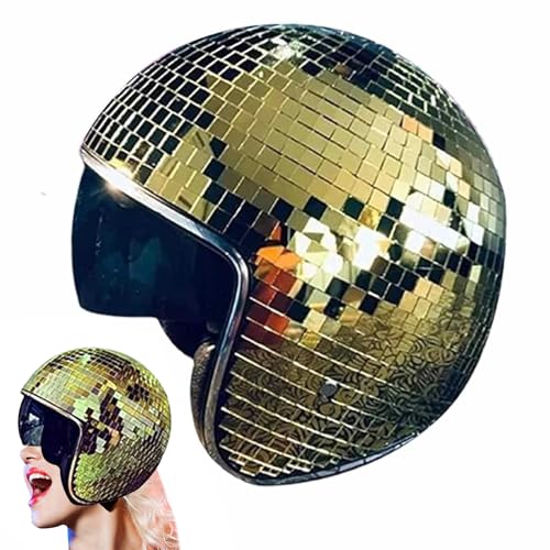Discokugel Hüte, Disco Dekor Helme mit Einziehbarem Visier, Glitzer Spiegel Glas Discokugel Hut Helm, Disco-Party-Helm, Hut für DJ-Club, Bühnenparty, Hochzeit, Urlaub (B) von EagerMinds