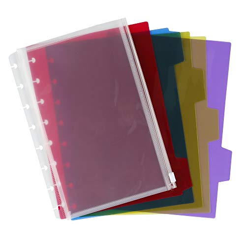 Eagle Discbound Registerkarten, Kunststoff-Index mit 5 Registern, plus 1 Kunststoff-Reißverschlusstasche, für Discbound Planer oder Notizbücher von Eagle