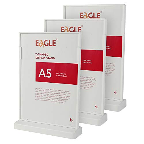 Eagle Pack of 3 Acrylic Table Display Stand, A5 Double Sides Photo Frame, Poster Stand, Flyers, Menu, Perfect for Restaurants, Counter von Eagle