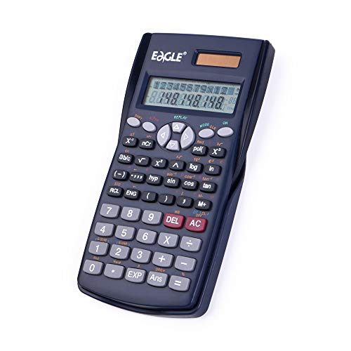 Eagle Wissenschaftlicher Taschenrechner, 12+10-stellig, 2-zeiliges Display, 240 Funktionen, Solar- und Knopfbatterie, mit verschiebbarer Rückabdeckung, Schwarz von Eagle