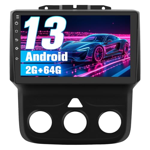 Auto Autoradio für Dodge Ram 2013-2019 1500 2500 3500, 22,9 cm Android 13 Radio, 2GB+64GB Wireless CarPlay und Android Auto/GPS/FM/WiFi/USB/SWC (nur mit AC manuell) von EagleNav