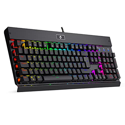 EagleTec KG010 Pro Mechanische Gaming Tastatur, LED RGB Beleuchtet, 104 Tasten, mit Braunen Schaltern Für PC Gamer und Büro, Deutsch QWERTZ (Schwarz) von EagleTec