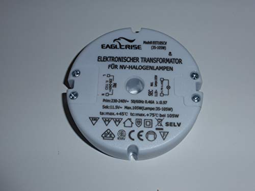 Eaglerise 105CV Halogen Transformer AC230V to AC 12V 105W Power Supply For NV-Halogenlampen led lights bulbs + Free uk delivery by Eaglerise Eaglerise 105CV Halogen Transformer AC230V to AC 12V 105W Power Supply For NV-Halogenlampen led lights bulbs + Free uk delivery by Eaglerise von Eaglerise