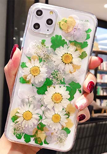 Ealetim Glitzer Case Kompatibel mit iPhone 6 Plus/6S Plus, Ultra dünn weich Silikon Gepresste Getrocknete Blumen Kristall Gel Stoßfest Handyhülle mit weichem Stoßfänger Cover Schutzhülle Transparent von Ealetim