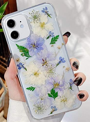 Ealetim Glitzer Case Kompatibel mit iPhone 7 Plus/8 Plus, Ultra dünn weich Silikon Gepresste Getrocknete Blumen Kristall Gel Stoßfest Handyhülle mit weichem Stoßfänger Cover Schutzhülle Transparent von Ealetim