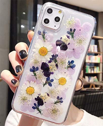 Ealetim Glitzer Case Kompatibel mit iPhone SE2020/7/8 Hülle, Ultra dünn weich Silikon Gepresste Getrocknete Blumen Kristall Gel Stoßfest Handyhülle mit weichem Stoßfänger Cover Schutzhülle Transparent von Ealetim