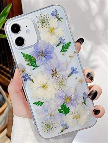 Ealetim Glitzer Case Kompatibel mit iPhone SE2020/7/8 Hülle, Ultra dünn weich Silikon Gepresste Getrocknete Blumen Kristall Gel Stoßfest Handyhülle mit weichem Stoßfänger Cover Schutzhülle Transparent von Ealetim