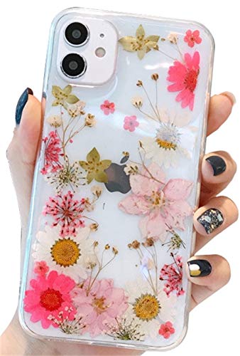 Ealetim Glitzer Case Kompatibel mit iPhone X/XS Hülle, Ultra dünn weich Silikon Gepresste Getrocknete Blumen Kristall Gel Stoßfest Handyhülle mit weichem Stoßfänger Cover Schutzhülle Transparent von Ealetim