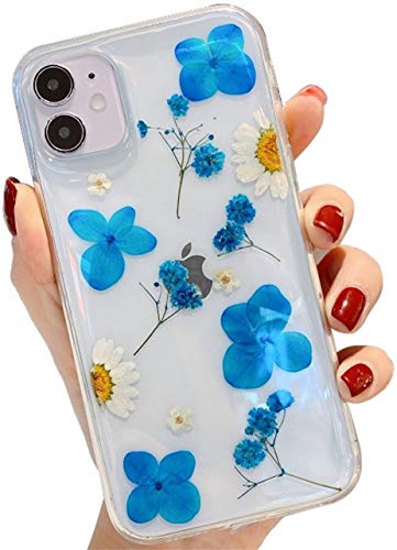 Ealetim Glitzer Case Kompatibel mit iPhone XR Hülle, Ultra dünn weich Silikon Gepresste Getrocknete Blumen Kristall Gel Stoßfest Handyhülle mit weichem Stoßfänger Cover Schutzhülle Transparent von Ealetim