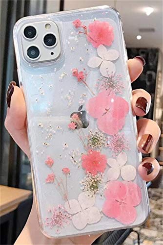 Ealetim Glitzer Case Kompatibel mit iPhone XR Hülle, Ultra dünn weich Silikon Gepresste Getrocknete Blumen Kristall Gel Stoßfest Handyhülle mit weichem Stoßfänger Cover Schutzhülle Transparent von Ealetim