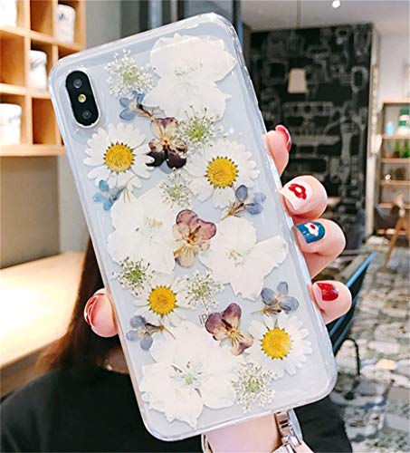 Glitzer Case Kompatibel mit iPhone 12 Mini Hülle, Ultra dünn weich Silikon Gepresste Getrocknete Blumen Kristall Gel Stoßfest Handyhülle mit weichem TPU-Stoßfänger Cover Schutzhülle Transparent von Ealetim