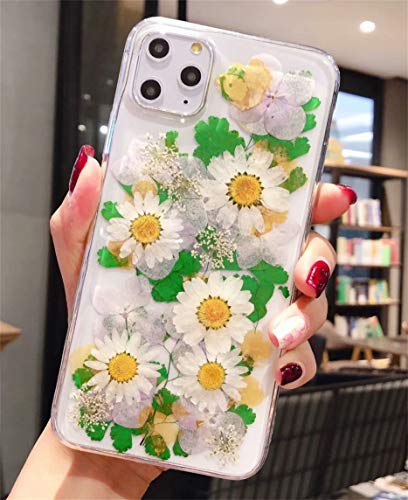 Glitzer Case Kompatibel mit iPhone 12 Mini Hülle, Ultra dünn weich Silikon Gepresste Getrocknete Blumen Kristall Gel Stoßfest Handyhülle mit weichem TPU-Stoßfänger Cover Schutzhülle Transparent von Ealetim