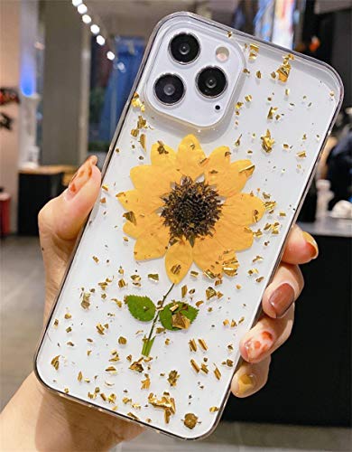 Glitzer Case Kompatibel mit iPhone 6/6S Hülle, Ultra dünn weich Silikon Gepresste Getrocknete Blumen Kristall Gel Stoßfest Handyhülle mit weichem TPU-Stoßfänger Cover Schutzhülle, Transparent von Ealetim