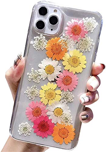 Glitzer Case Kompatibel mit iPhone 6/6S Hülle, Ultra dünn weich Silikon Gepresste Getrocknete Blumen Kristall Gel Stoßfest Handyhülle mit weichem TPU-Stoßfänger Cover Schutzhülle, Transparent von Ealetim