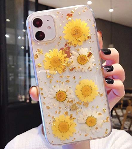 Glitzer Case Kompatibel mit iPhone 6 Plus/6S Plus Hülle, Ultra dünn weich Silikon Gepresste Getrocknete Blumen Kristall Gel Stoßfest Handyhülle mit weichem TPU-Stoßfänger Cover Schutzhülle Transparent von Ealetim