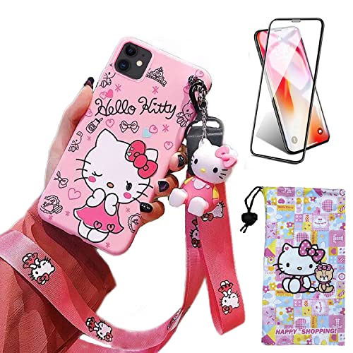 Ealievor Kompatibel mit iPhone 11 Hülle mit Displayschutzfolie, Cartoon Niedlich Lustige Kawaii Katze Kitty Tier Charakter Handyhülle Silikon Lanyard 3D Cover Case für Kinder Mädchen und Damen Ealievor Kompatibel mit iPhone 11 Hülle mit Displayschutzfolie, Cartoon Niedlich Lustige Kawaii Katze Kitty Tier Charakter Handyhülle Silikon Lanyard 3D Cover Case für Kinder Mädchen und Damen von Ealievor