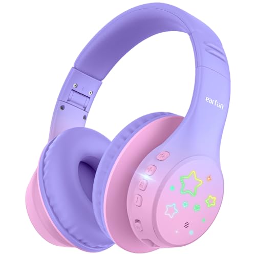 EarFun Bluetooth Kopfhörer Kinder, 5 LED-Beleuchtungsmodi, 74/85/94 dBA Lautstärkebegrenzung, 90 Std Akku, Hi-Fi Klang, HD-Mikrofon, Bluetooth 5.4, Faltbare, Kopfhörer Kabellos Kinder für Schule/Reise EarFun Bluetooth Kopfhörer Kinder, 5 LED-Beleuchtungsmodi, 74/85/94 dBA Lautstärkebegrenzung, 90 Std Akku, Hi-Fi Klang, HD-Mikrofon, Bluetooth 5.4, Faltbare, Kopfhörer Kabellos Kinder für Schule/Reise von EarFun