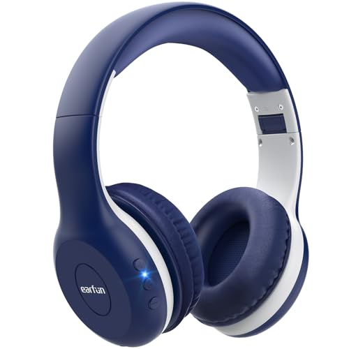 EarFun Bluetooth Kopfhörer Kinder, 85/94dB Lautstärkeregelung, HiFi Sound, HD-Mikrofon, 40 Std Akku, Faltbare, Einstellbar, für Schule/Reise/PC, Blau von EarFun