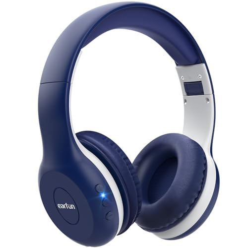 EarFun Bluetooth Kopfhörer Kinder, 85/94dB Lautstärkeregelung, HiFi Sound, HD-Mikrofon, 40 Std Akku, Faltbare, Einstellbar, für Schule/Reise/PC, Blau von EarFun