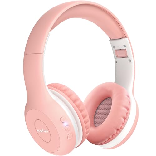 EarFun Bluetooth Kopfhörer Kinder, 85/94dB Lautstärkeregelung, HiFi Sound, HD-Mikrofon, 40 Std Akku, Faltbare, Einstellbar, für Schule/Reise/PC, Rosa von EarFun