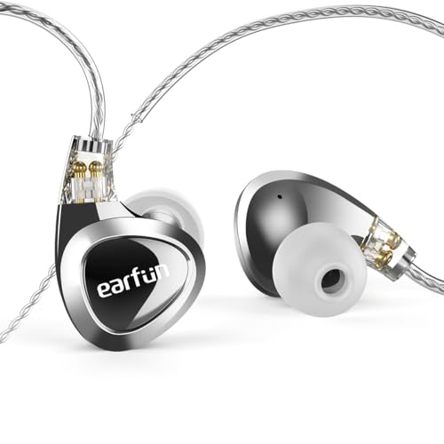 EarFun EH100 Kopfhörer mit Kabel, Hi-Res IEMs mit 2DD 1BA, In Ear Kopfhörer mit 2-poliger 0,78-mm-Stecker, 3,5-mm-Stecker, 2 Paar austauschbare Tuning-Düsen von EarFun