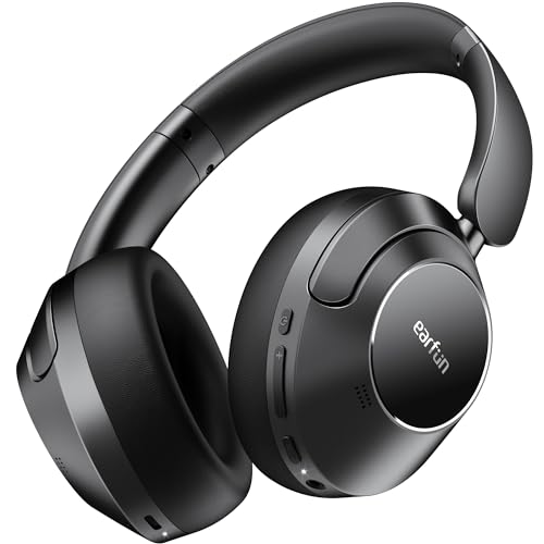 EarFun Wave Pro Over Ear Kopfhörer Kabellos Bluetooth, Hybrid Aktive Noise Cancelling, Hi-Res Audio, LDAC, 80 Std Akku, Bequemer Halt, 5 Mikrofone Kristallklare Anrufe, Bluetooth Multipoint, EQ in App von EarFun