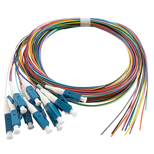Eardion 1,5 m Glasfaser-Pigtail, 12-adrig, LC-UPC SingleMode 9/125 Glasfaser-Pigtail, 12 farbcodierte LC-Kabel, Glasfaser-Patchkabel für Netzwerk-Kommunikationssystem von Eardion
