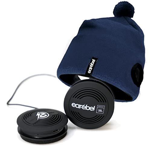 Earebel Sound by JBL Bluetooth 5.0 On-Ear Kopfhörer mit Mikrofon – Sport Impulse Beanie Navy mit Kopfhörer zum Laufen, Workout, Fitnessstudio, Training - kompatibel zu Apple UVM. von Earebel