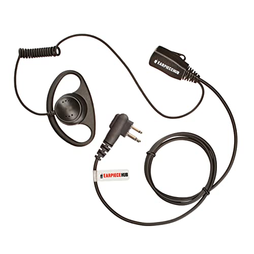 D-Form Sicherheits-Ohrhörer für HYTERA HYT Radio (2 Pin) TC300, TC320, TC500, TC518, TC600, TC610, TC620, TC700, TC900, TC1600, TC2100 von Earpiece Hub