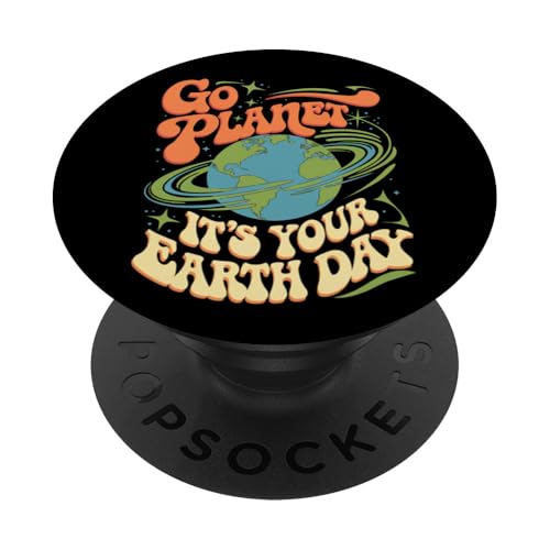Vintage Retro 70er Jahre Stil Go Planet It's Your Earth Day PopSockets Klebender PopGrip von Earth Day Environment Event Graphic
