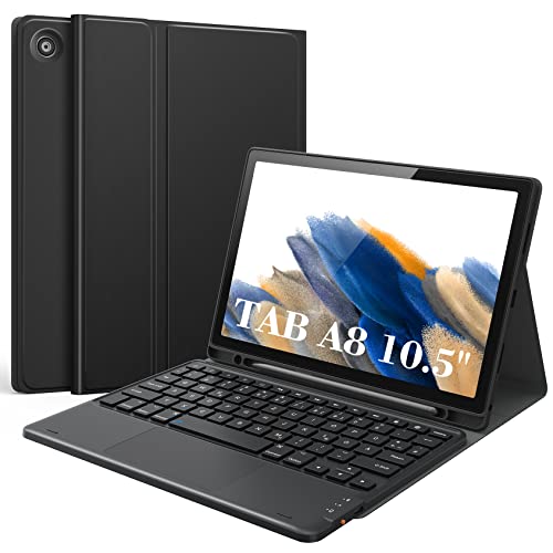 Earto Samsung Tab A8 Hülle mit Tastatur, Smart Touchpad, Ultradünne Magnetische, Type C Wiederaufladbar Tastatur für Tab A8 10.5 Zoll 2021, Samsung Galaxy Tab A8 Tastatur (SM-X200/X205/X207), Schwarz von Earto