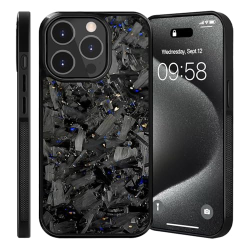 EasPowest Hexafiber Phone Case, Forged Carbon Fiber Phone Case, All-Inclusive Magnetic Anti-Fall Phone Case for iPhone 16 15 14 13 (for iPhone 13 Pro,Blue Gold) von EasPowest