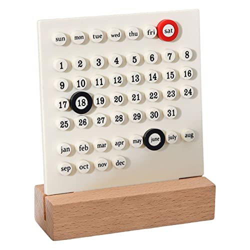 Ewiger Kalender, Datumsaufzeichnung, handgefertigt, Ringornamente, Schreibtischkalender für Bürobedarf, Zuhause, Küche, Dekor (weiß) von Easnea