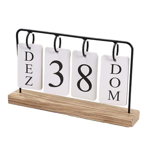 Schreibtischkalender aus Holz, Metall-Klappkalender, ewiger Flip-Kalender mit großem Display, täglicher Schreibtischkalender, rustikales Bauernhaus-Schreibtischzubehör für Heimbüro-Dekor (A-Schwarz) Schreibtischkalender aus Holz, Metall-Klappkalender, ewiger Flip-Kalender mit großem Display, täglicher Schreibtischkalender, rustikales Bauernhaus-Schreibtischzubehör für Heimbüro-Dekor (A-Schwarz) von Easnea