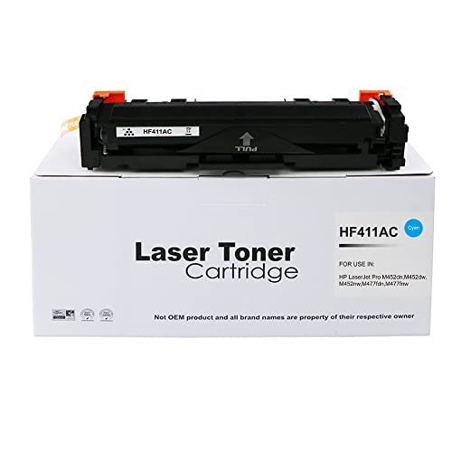 Compatible Replacement for HP CF411A Cyan Toner Cartridge Also for HP 411A Hewlett Packard Colour Laserjet Pro MFP M377DW M452DW M452DN M452NW M477DN M477FDW M477FNW von Eason Bros