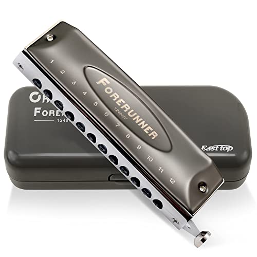 East Top Chromatic Harmonica Tonart C 12-Loch 48 Töne Professional Mundharmonika für professionelle Spieler, Anfänger, Studenten, Erwachsene,als bestes Geschenk von East top