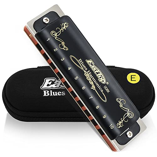 East Top Diatonic Blues Harmonica Mundharmonika 10 Löcher T008K Key of E Mundharmonika Für professionelle Spieler, Anfänger, Studenten, Erwachsene, Kinder, als bestes Geschenk von East top