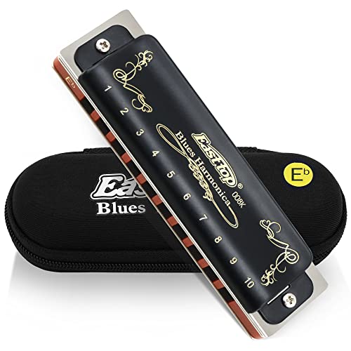 East Top Diatonic Blues Harmonica Mundharmonika Key of Eb 10 Loch T008K Mundharmonika Für professionelle Spieler, Anfänger, Studenten, Erwachsene, Kinder, als bestes Geschenk von East top