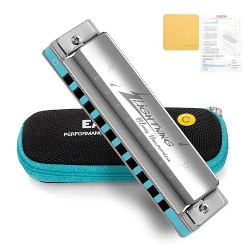 East top Mundharmonika, Advanced Blues Mundharmonika Tonart C, 10 Löcher Blues Harp Mundorgel Mundharmonika mit Silberabdeckung, Diatonische Mundharmonika für Erwachsene, Profis und Studenten, als East top Mundharmonika, Advanced Blues Mundharmonika Tonart C, 10 Löcher Blues Harp Mundorgel Mundharmonika mit Silberabdeckung, Diatonische Mundharmonika für Erwachsene, Profis und Studenten, als von East top