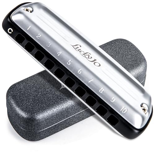 East top Mundharmonika, Fortgeschrittene 10 Löcher Blues Harp Mundorgel mit Silberabdeckung, Blues Mundharmonikas für Erwachsene, Profis und Studenten East top Mundharmonika, Fortgeschrittene 10 Löcher Blues Harp Mundorgel mit Silberabdeckung, Blues Mundharmonikas für Erwachsene, Profis und Studenten von East top