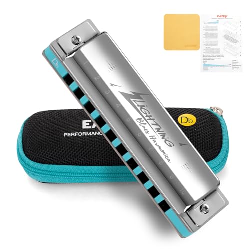 East top Mundharmonika, fortgeschrittene diatonische Mundharmonika Tonart Db, 10 Löcher, Blues Harp Mundorgan Mundharmonika mit silberner Abdeckung, Blues Mundharmonikas für Erwachsene, Profis und East top Mundharmonika, fortgeschrittene diatonische Mundharmonika Tonart Db, 10 Löcher, Blues Harp Mundorgan Mundharmonika mit silberner Abdeckung, Blues Mundharmonikas für Erwachsene, Profis und von East top